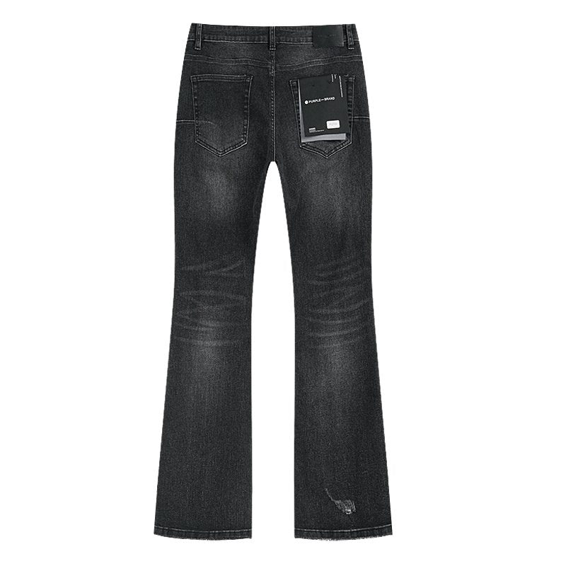 Purple Brand Washed Black Distressed Flare Jeans ¡ª back