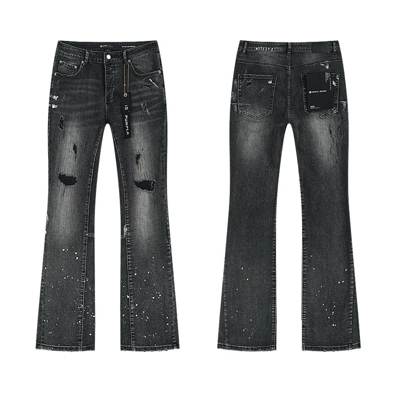 Purple Brand Black Paint-Splatter Distressed Jeans ¡ª hero
