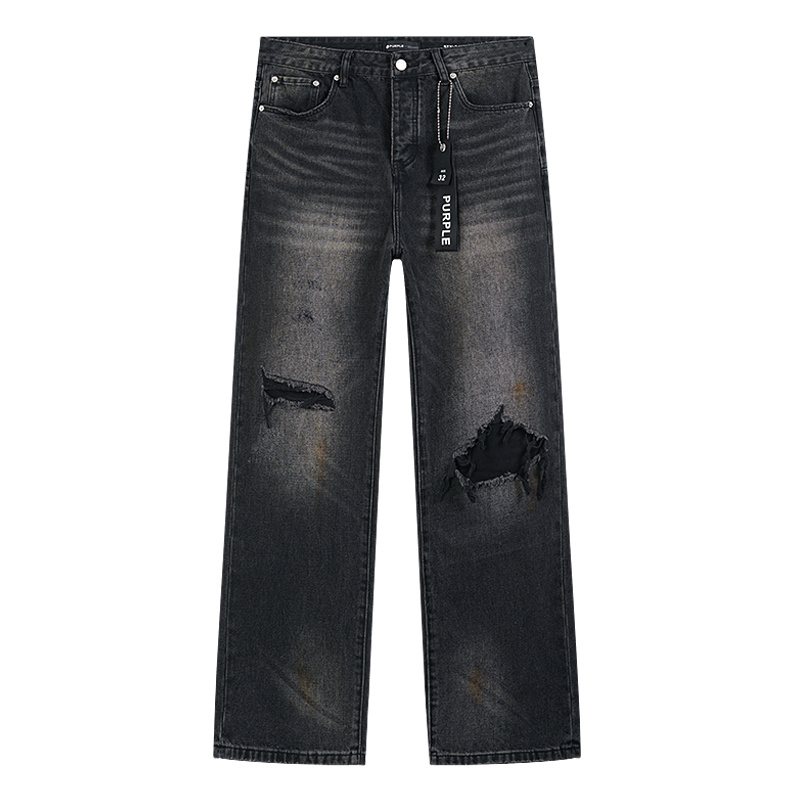Purple Brand Black Washed Distressed Jeans ¡ª hero