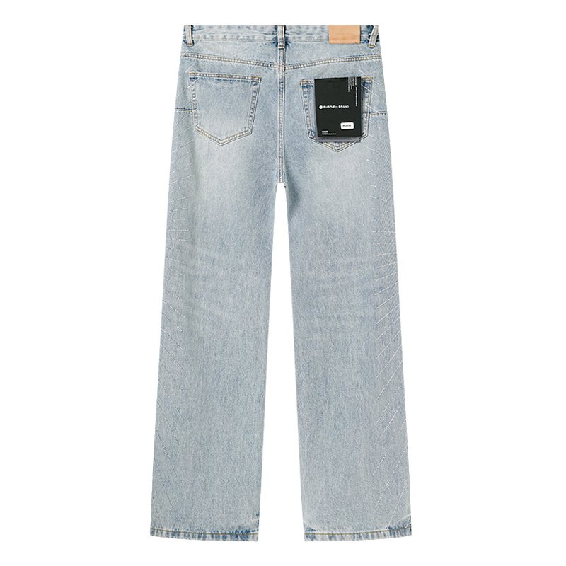 Purple Brand Light Blue Rhinestone Stripe Jeans ¡ª back
