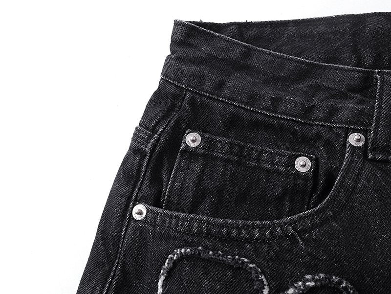 Purple Brand Black Graphic Patch Jeans ¡ª detail