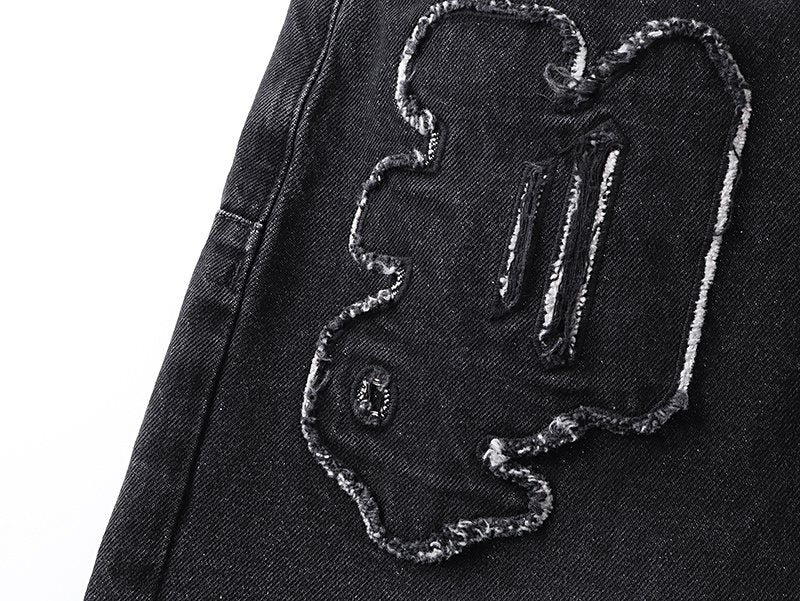 Purple Brand Black Graphic Patch Jeans ¡ª detail