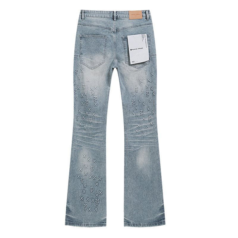 Purple Brand Light Blue Embossed Lower-Leg Jeans ¡ª back