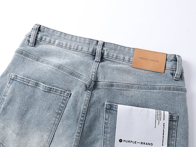 Purple Brand Light Blue Embossed Lower-Leg Jeans ¡ª detail