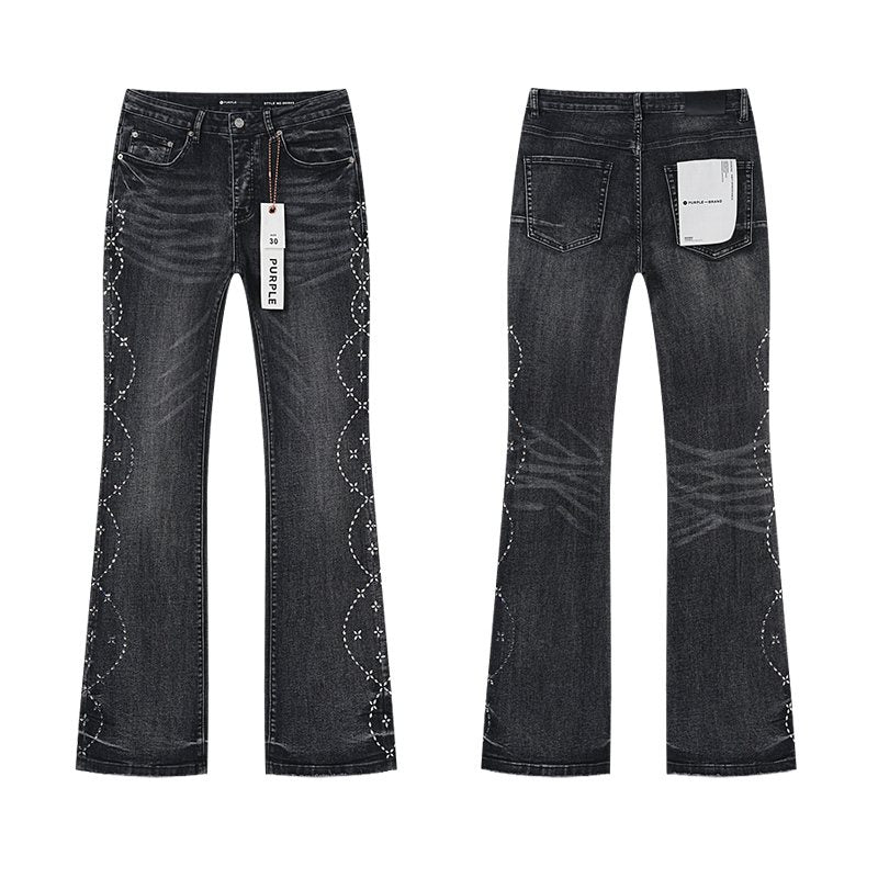 Purple Brand Floral Embroidered Flared Jeans ¡ª hero