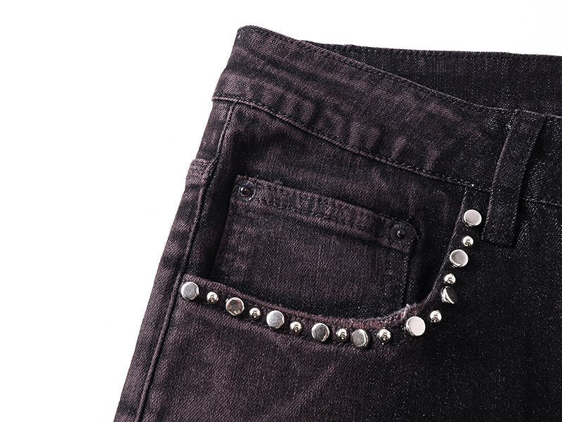 Purple Brand Studded Paint-Splatter Black Jeans ¡ª detail