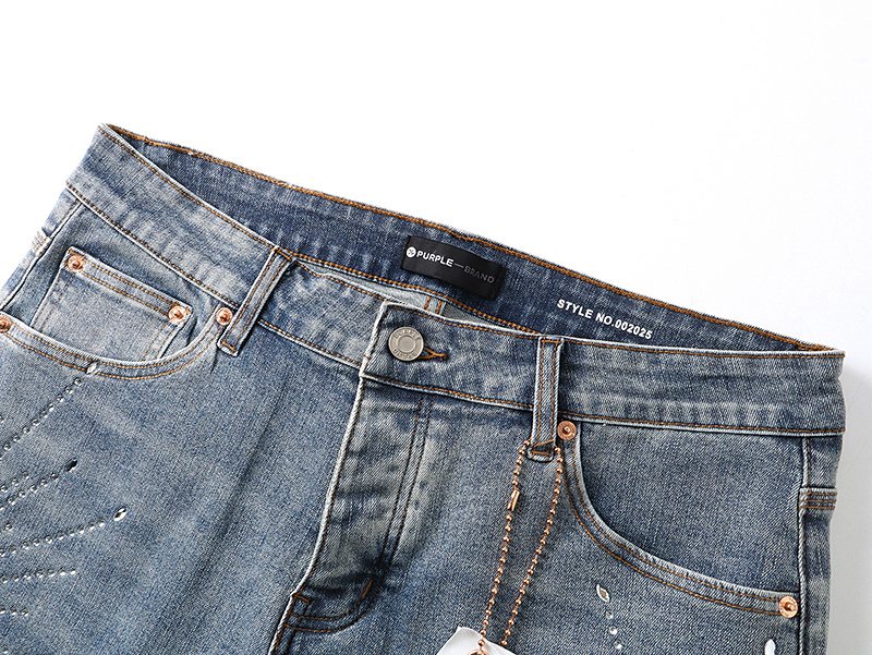 Purple Brand Rhinestone Burst Denim Shorts ¡ª detail
