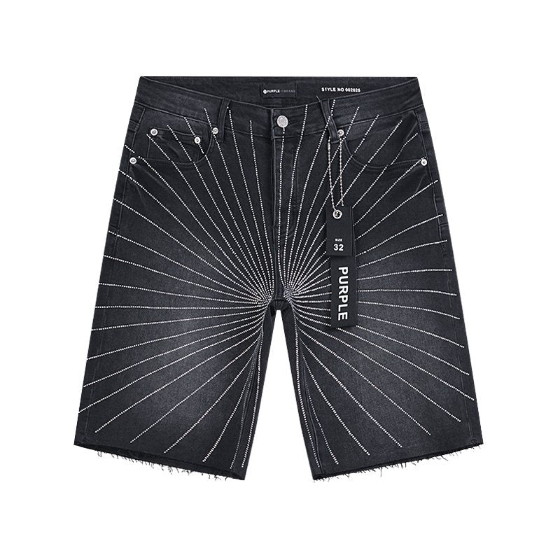 Purple Brand Rhinestone Sunburst Denim Shorts ¡ª hero