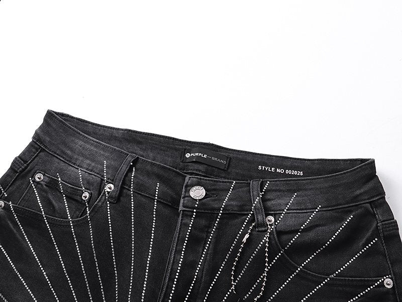 Purple Brand Rhinestone Sunburst Denim Shorts ¡ª detail