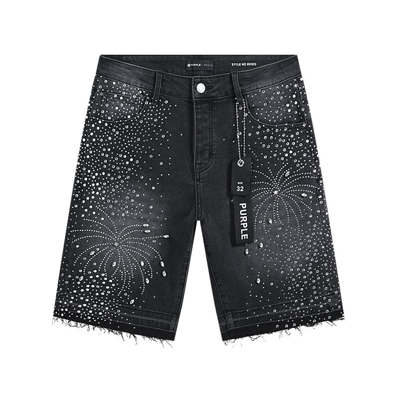 Purple Brand Rhinestone Starburst Denim Shorts ¡ª hero