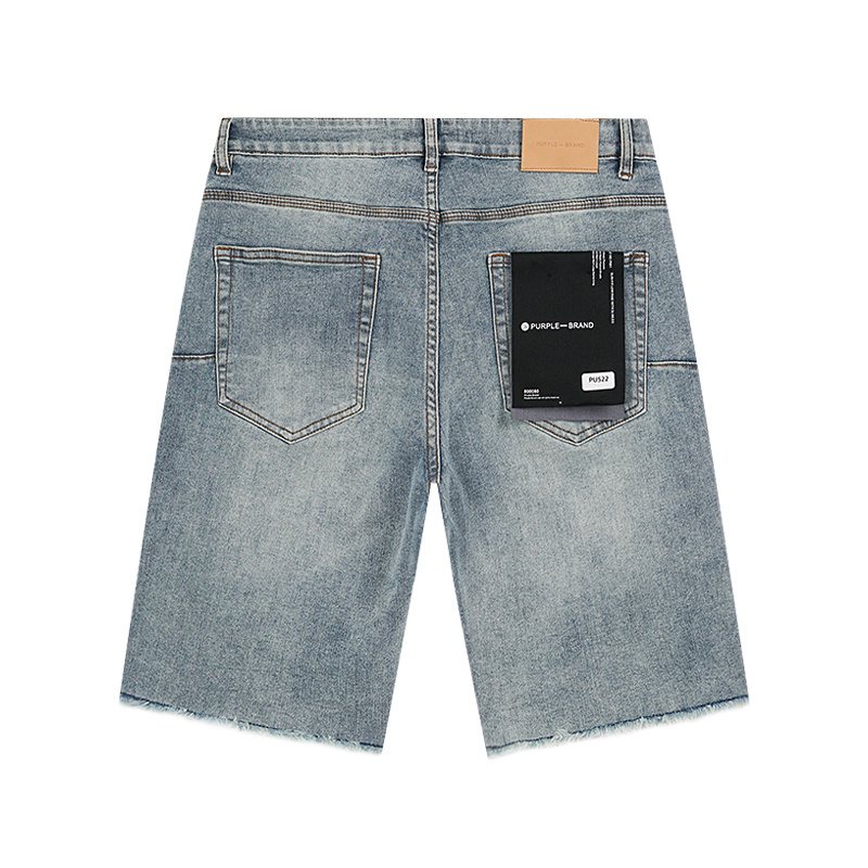 Purple Brand Light Blue Raw Hem Denim Shorts ¡ª back