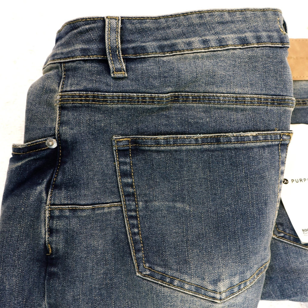 Purple Brand P001 Washed Blue Distressed Patch Jeans ¡ª detail