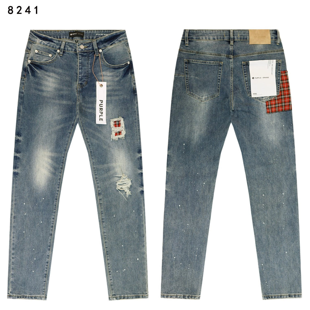 Purple Brand P001 Washed Blue Distressed Patch Jeans ¡ª hero