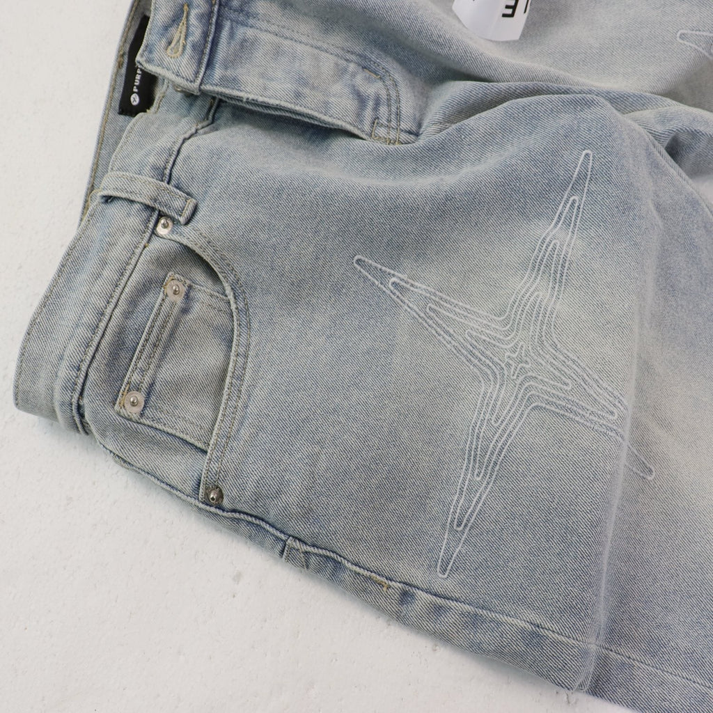 Purple Brand Star Embroidered Washed Jeans ¡ª detail
