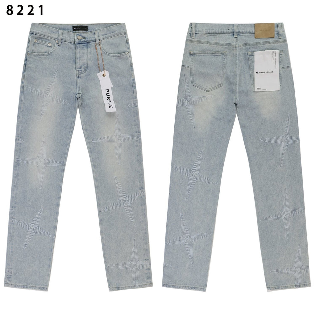 Purple Brand Star Embroidered Washed Jeans ¡ª hero
