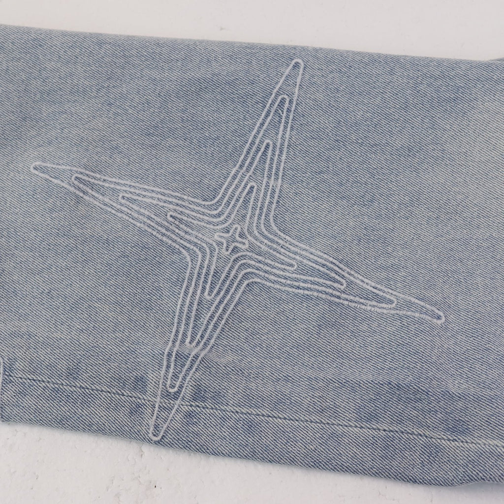 Purple Brand Star Embroidered Washed Jeans ¡ª detail