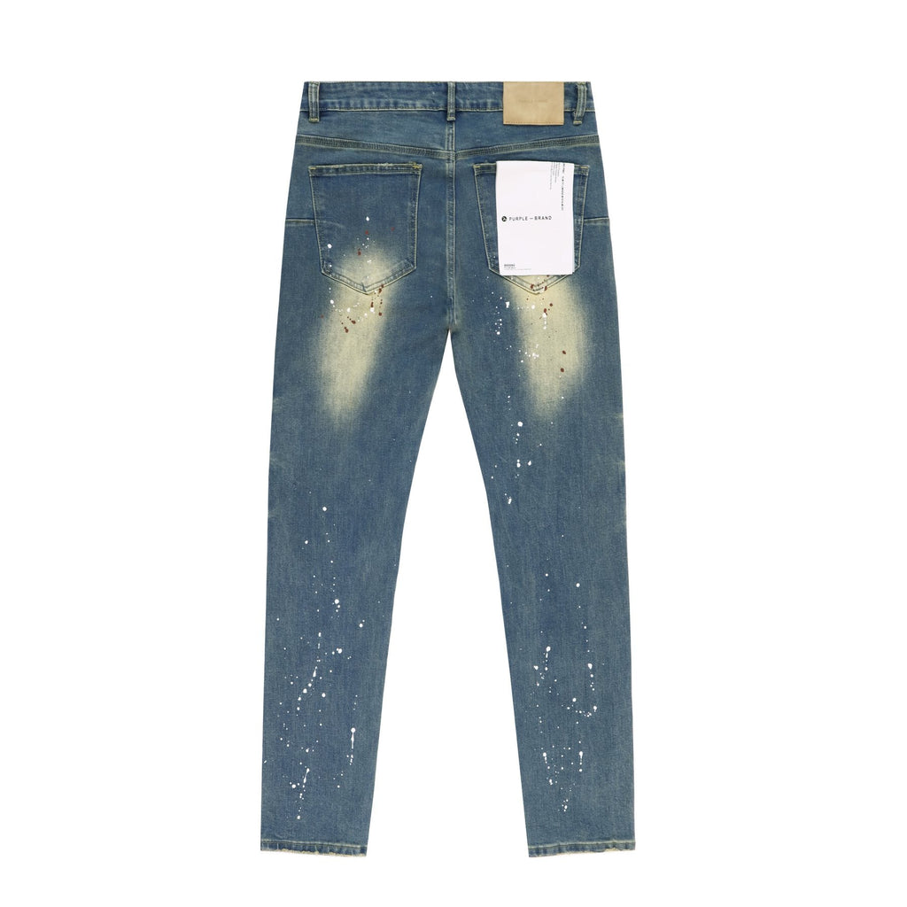 Purple Brand Blue Distressed Paint Splatter Jeans ¡ª back
