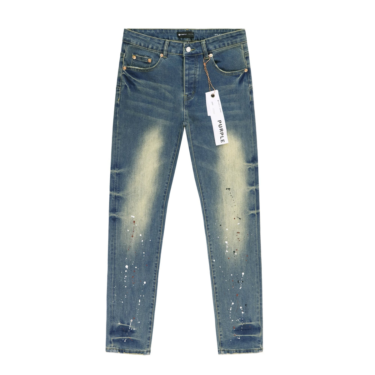 Purple Brand Blue Distressed Paint Splatter Jeans ¡ª hero