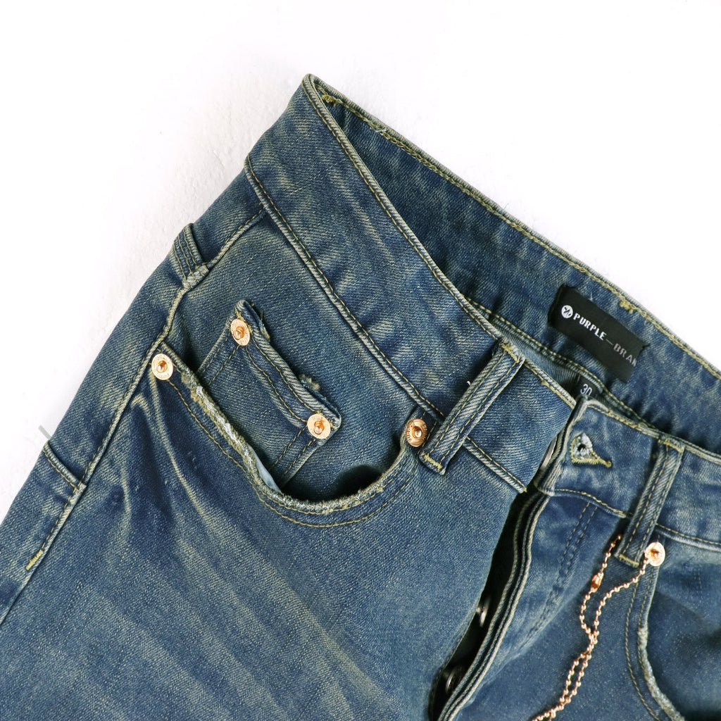 Purple Brand Blue Distressed Paint Splatter Jeans ¡ª detail