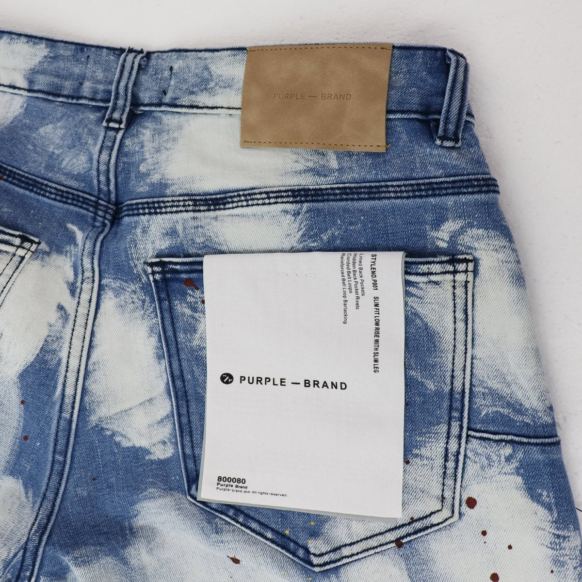 Purple Brand Light Blue Acid-Wash Denim Shorts ¡ª hang_tag