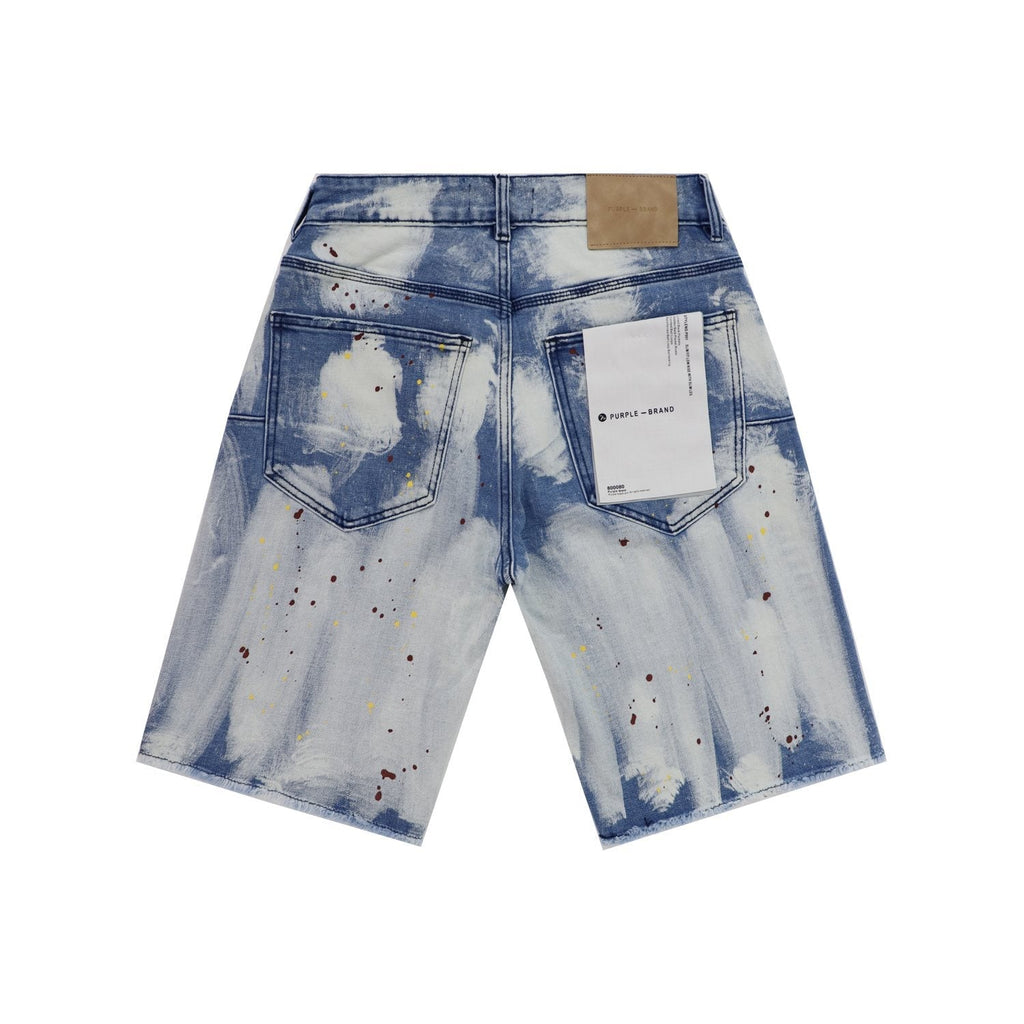 Purple Brand Light Blue Acid-Wash Denim Shorts ¡ª back