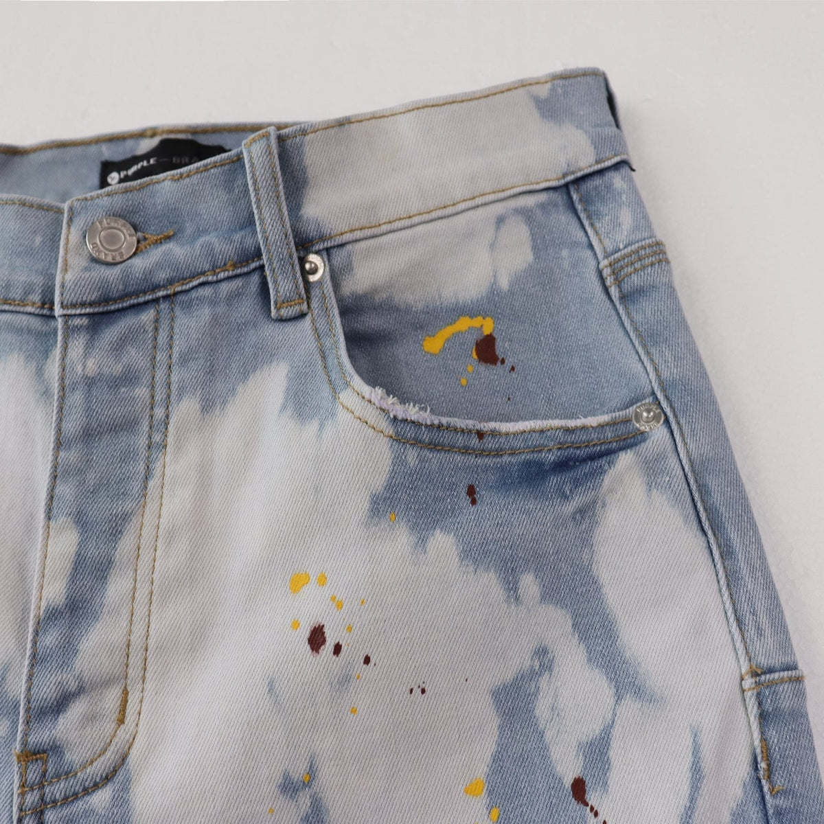 Purple Brand Light Blue Bleached Paint Splatter Skinny Jeans ¡ª detail