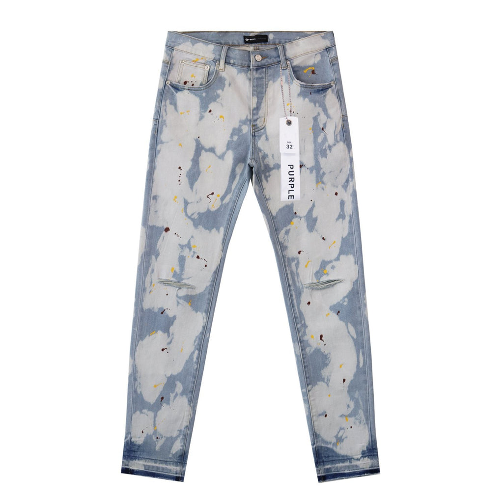 Purple Brand Light Blue Bleached Paint Splatter Skinny Jeans ¡ª hero