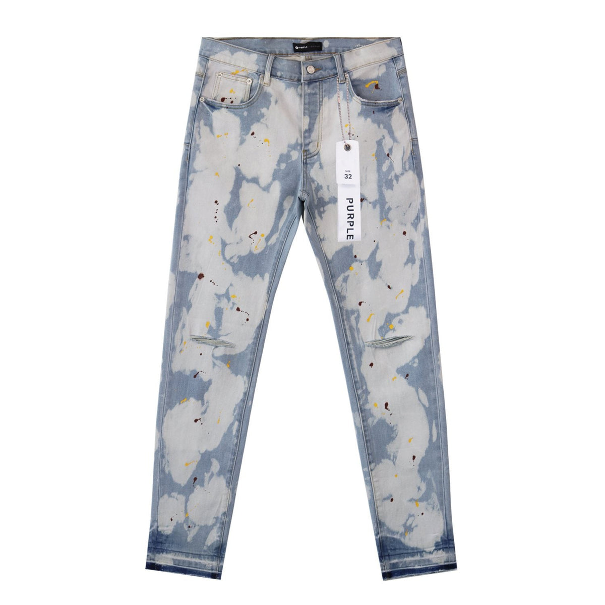 Purple Brand Light Blue Bleached Paint Splatter Skinny Jeans ¡ª hero