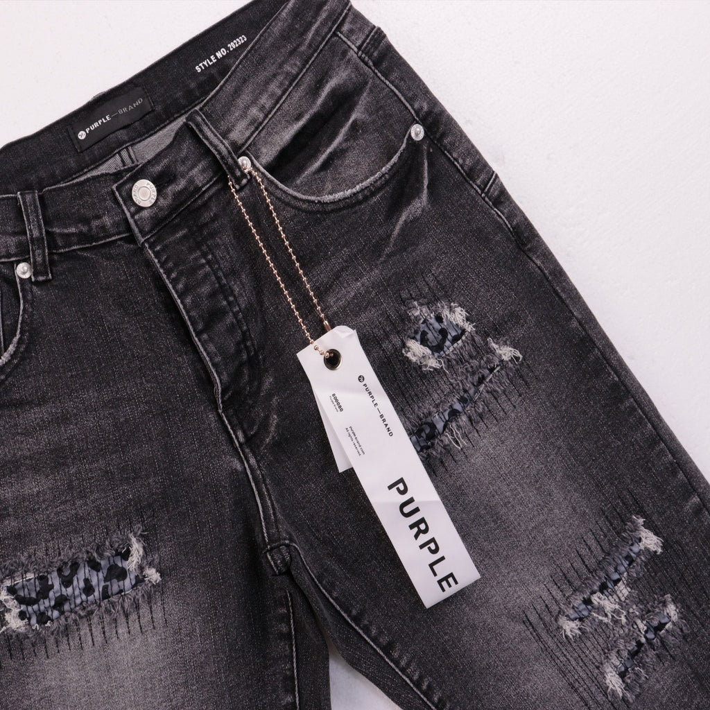 Purple Brand Distressed Patch Denim Shorts ¡ª front