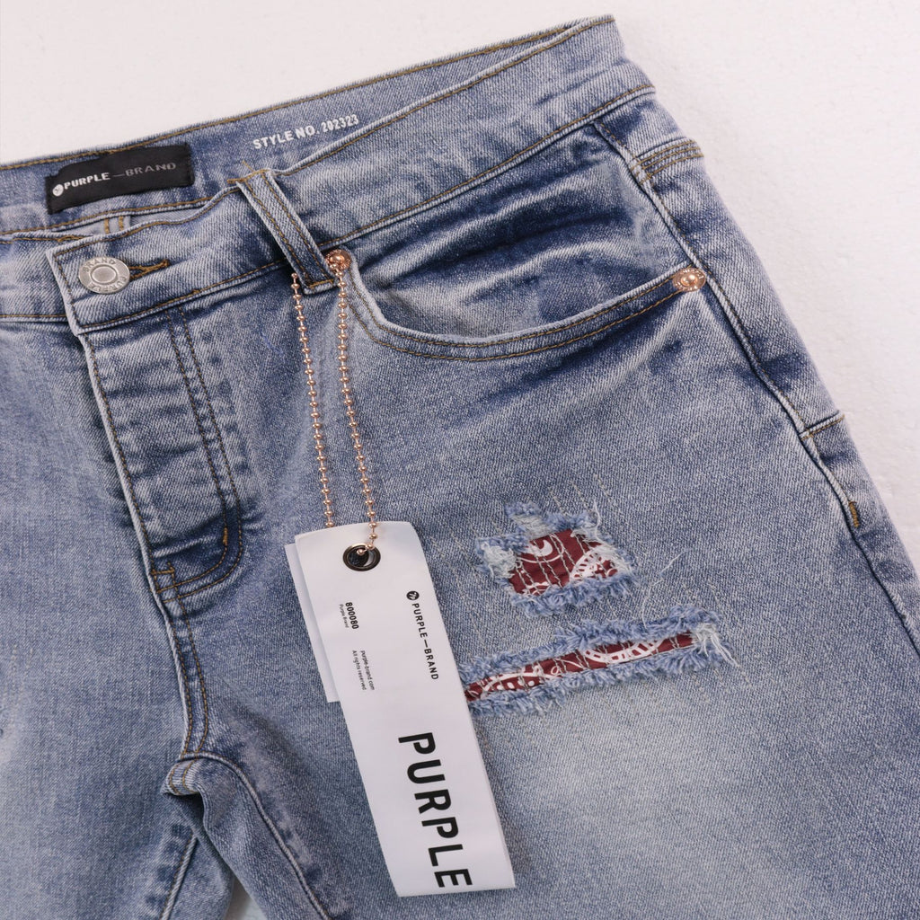 Purple Brand Distressed Patch Denim Shorts ¡ª front