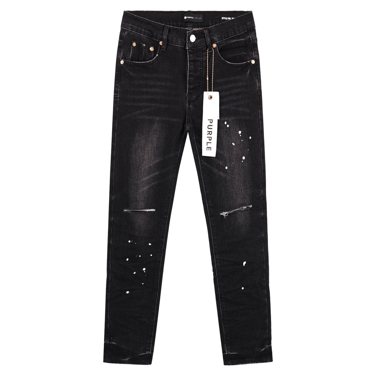 Purple Brand P001 Distressed Washed Black Slim Jeans ¡ª hero