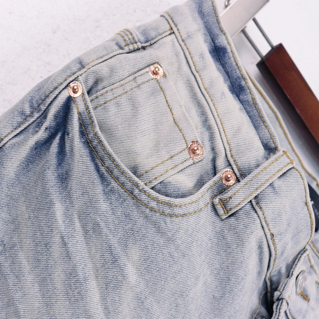Purple Brand Light Blue Distressed Paint Splatter Jeans ¡ª detail