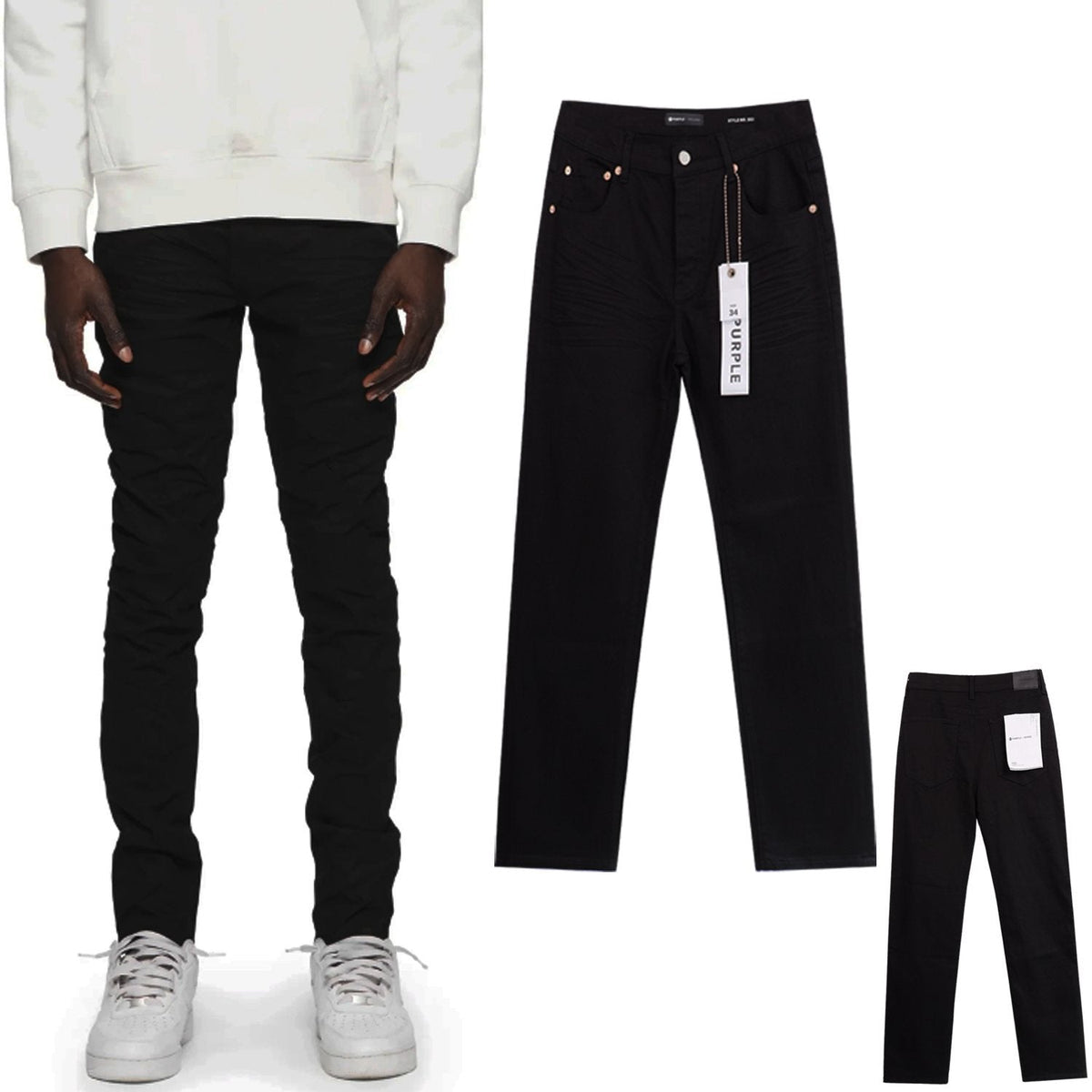 Purple Brand Washed Black Distressed Jeans ¡ª context