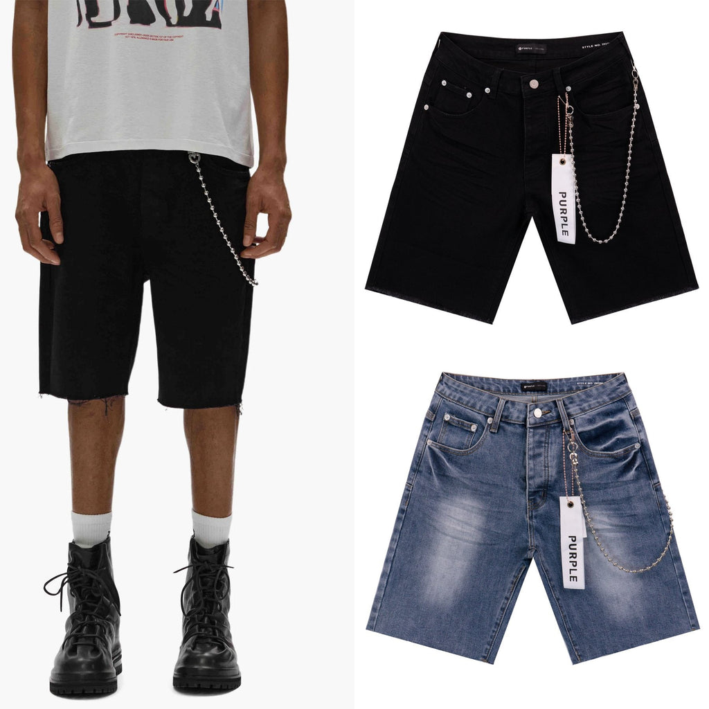 Purple Brand Chain Detail Denim Shorts ¡ª context