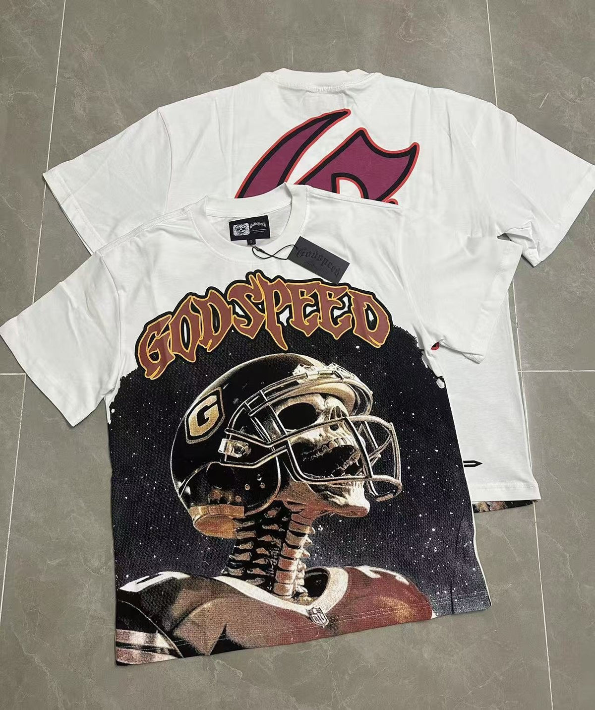 Godspeed Football Skeleton Graphic Short-Sleeve T-Shirt ¡ª context