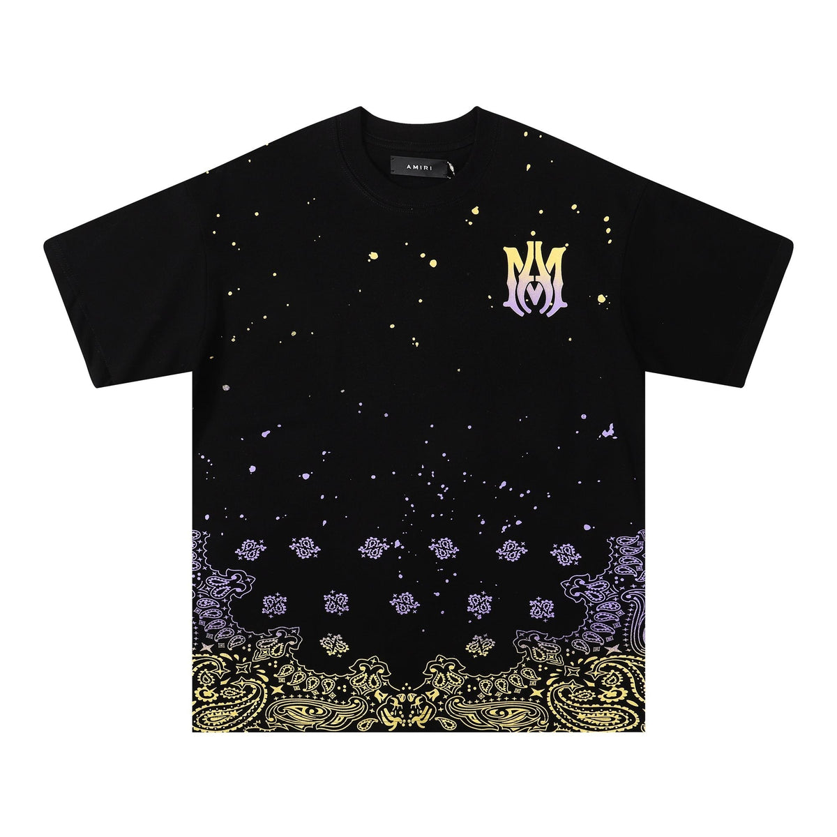 AMIRI Purple Yellow Bandana Hem Graphic T-Shirt ¡ª front