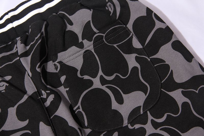 BAPE Black Camo Graphic Panel Shorts ¡ª detail