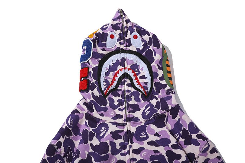 BAPE Purple Camo Shark Full-Zip Hoodie ¡ª detail