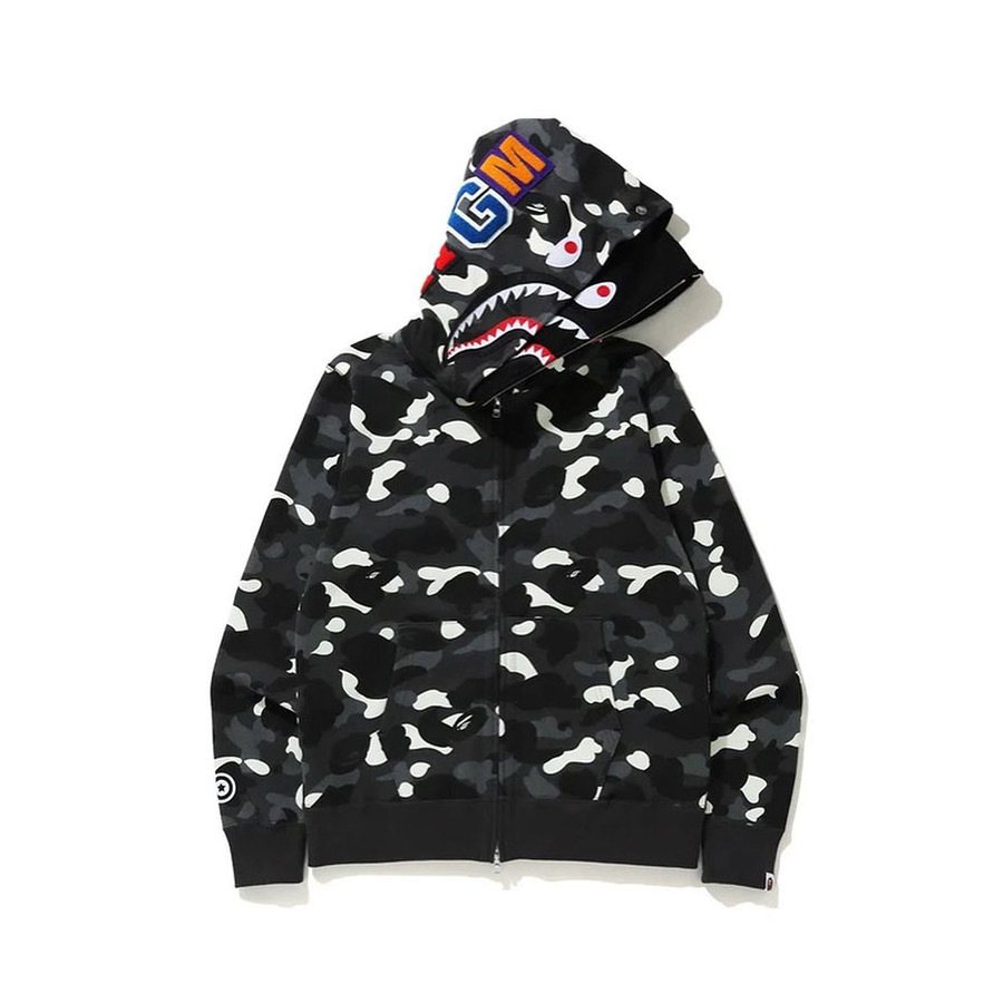 BAPE Shark WGM Camouflage Zip Hoodie ¡ª front