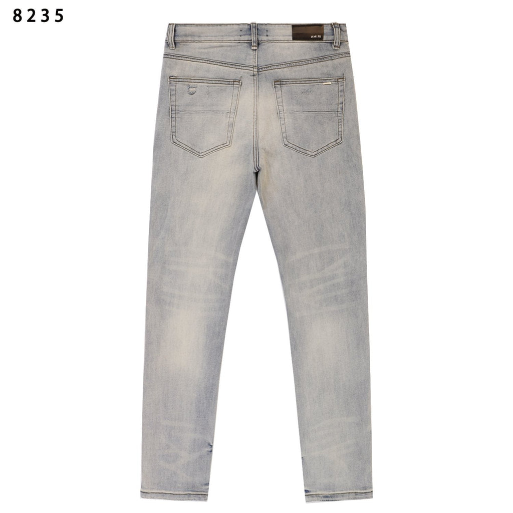 Amiri Light Blue Distressed Slim Jeans ¡ª back