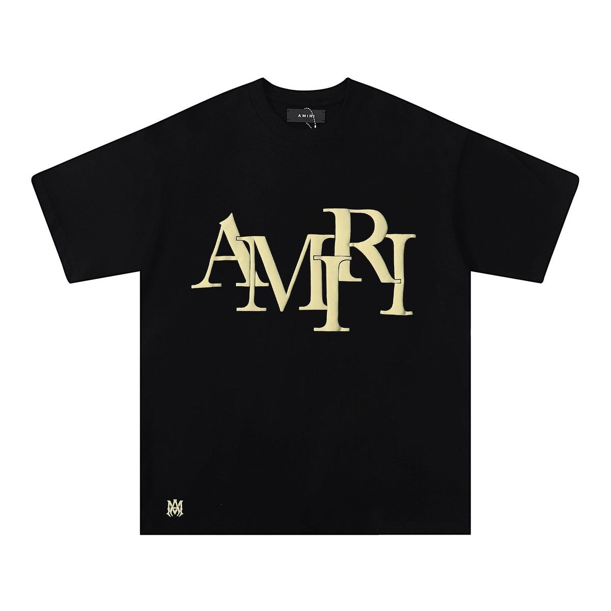 AMIRI Gold Wordmark Black Short-Sleeve T-Shirt ¡ª front