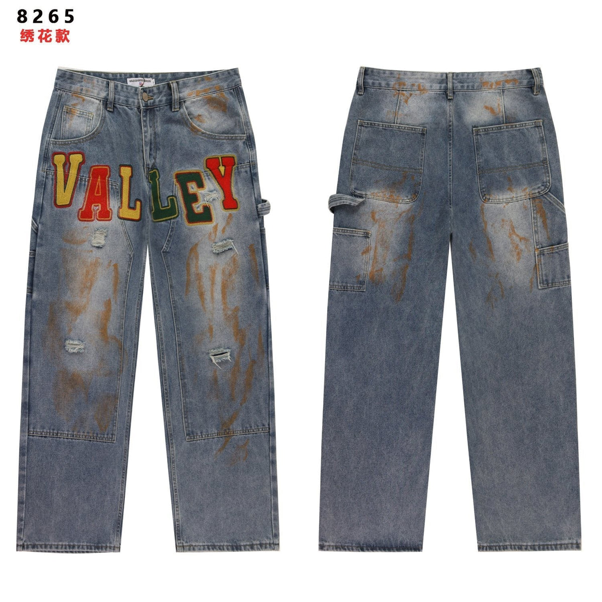 VALLEY Distressed Appliqu¨¦ Cargo Jeans ¡ª hero