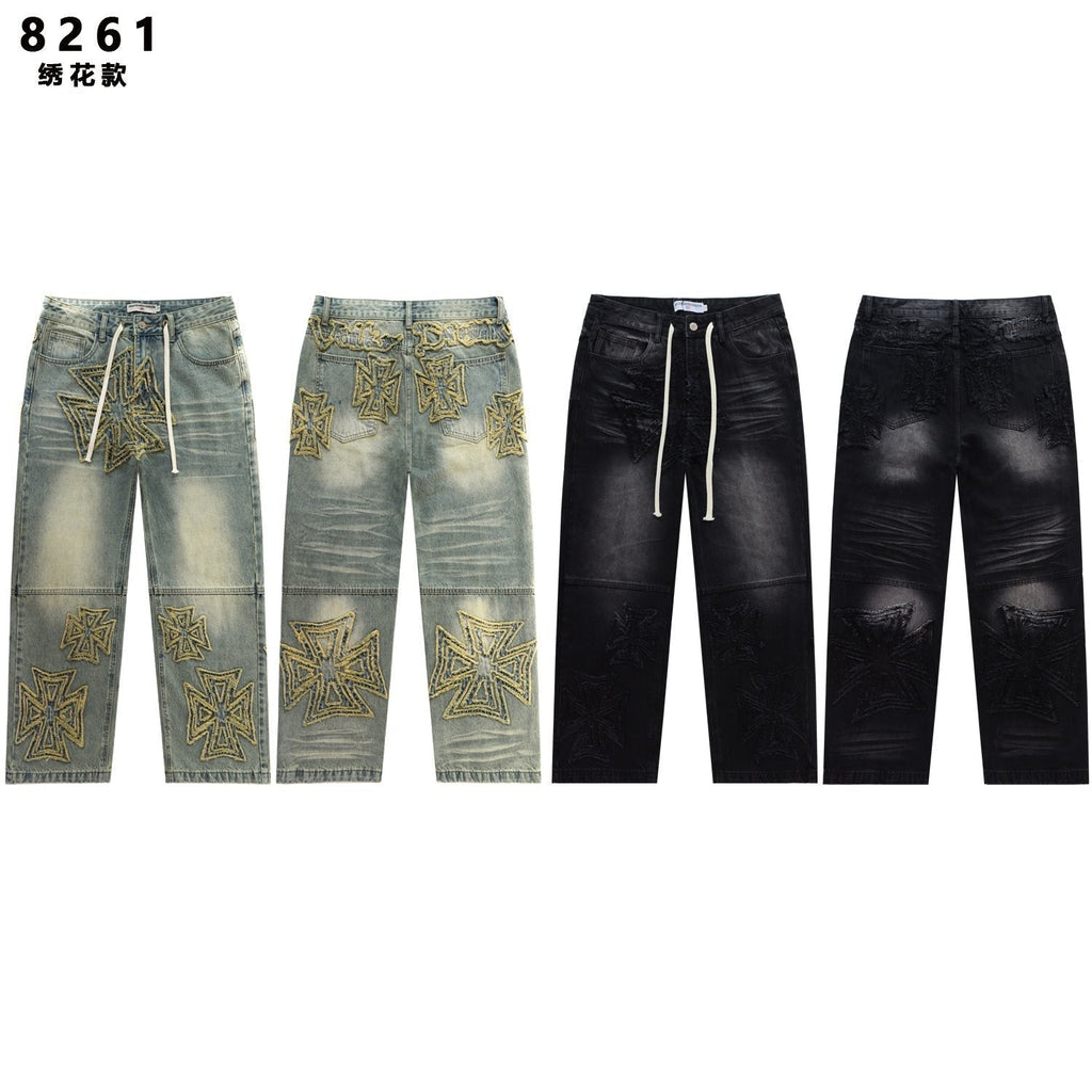 Vale Forever Embroidered Letter Washed Jeans ¡ª comparison
