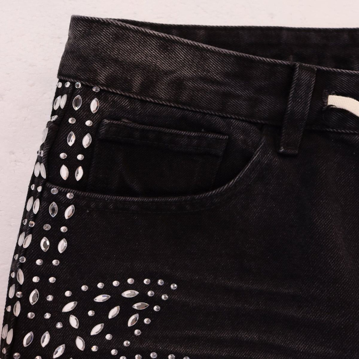 VALE SPORTS DIVISION Rhinestone Starburst Denim Shorts ¡ª detail