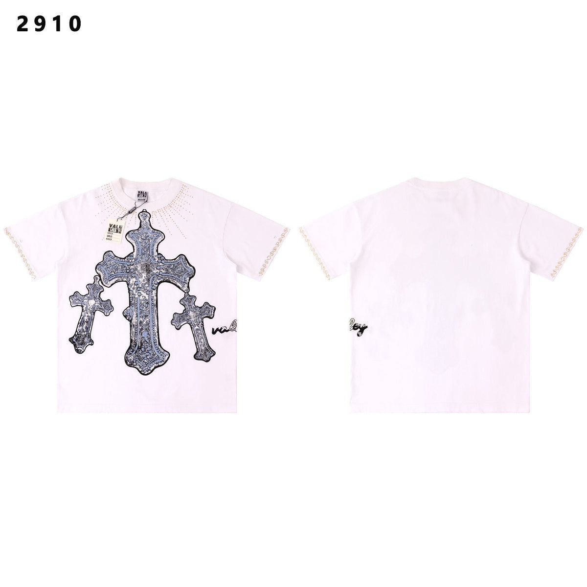VALE USA Studded Cross Graphic T-Shirt ¡ª front