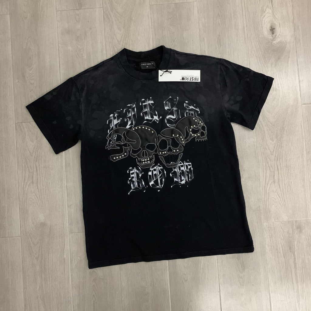 FIRST ROW Wake Up and Be Fierce Skull Appliqu¨¦ T-Shirt ¡ª front