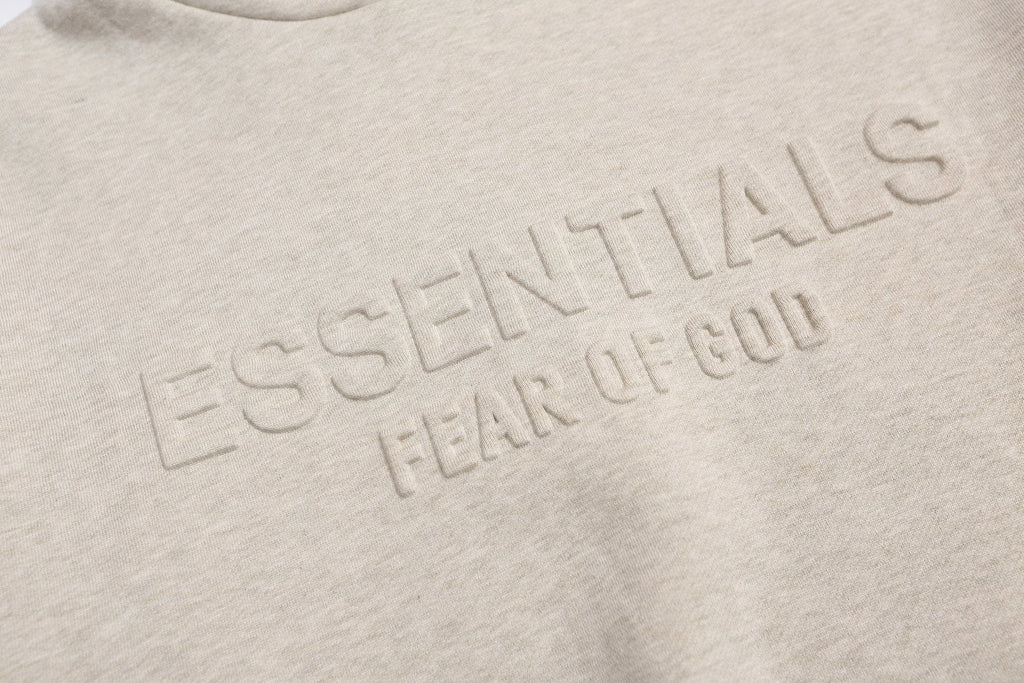 Fear of God Essentials Tonal Logo Light Grey Hoodie ¡ª detail