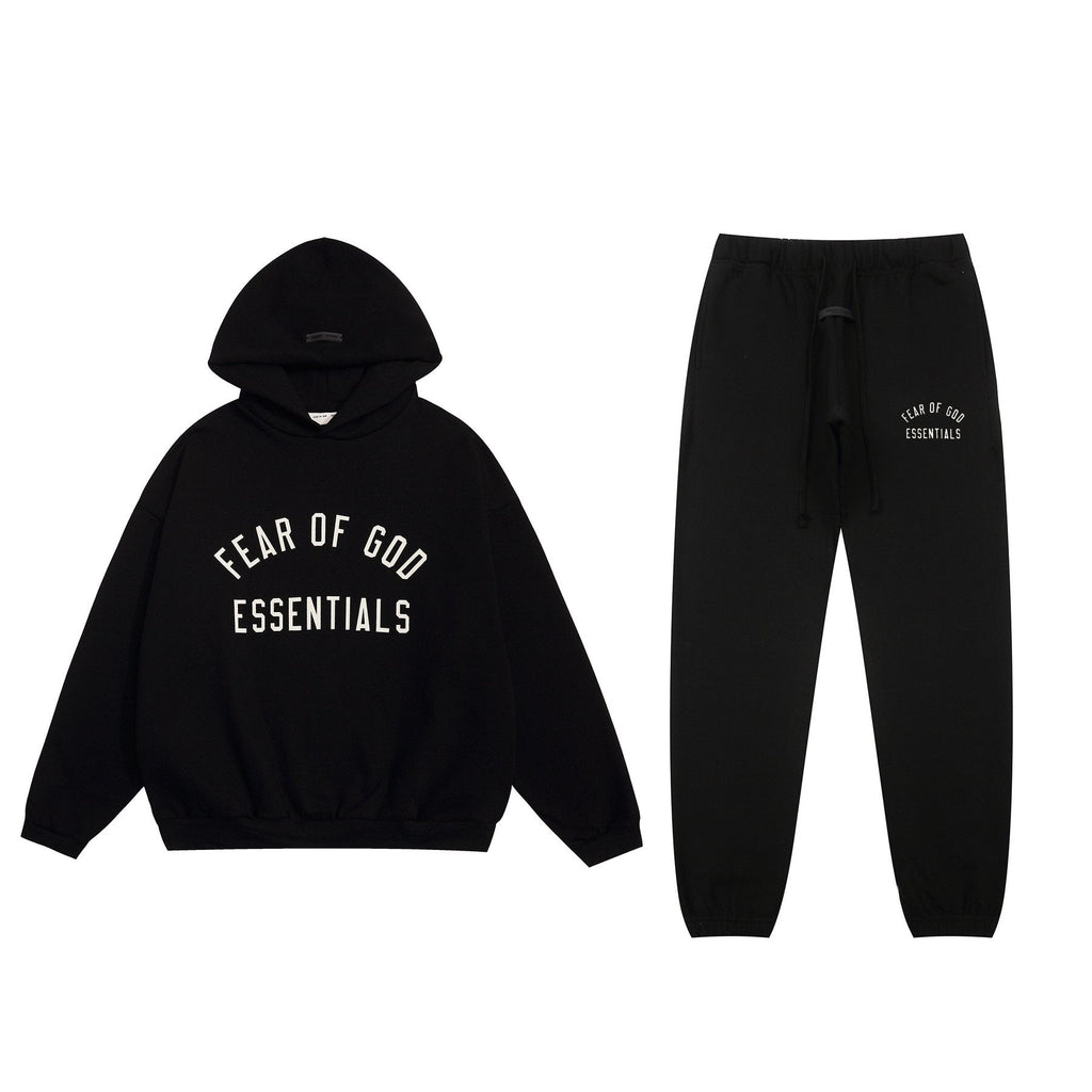 Fear of God Essentials Arched Graphic Hoodie in Black ¡ª context