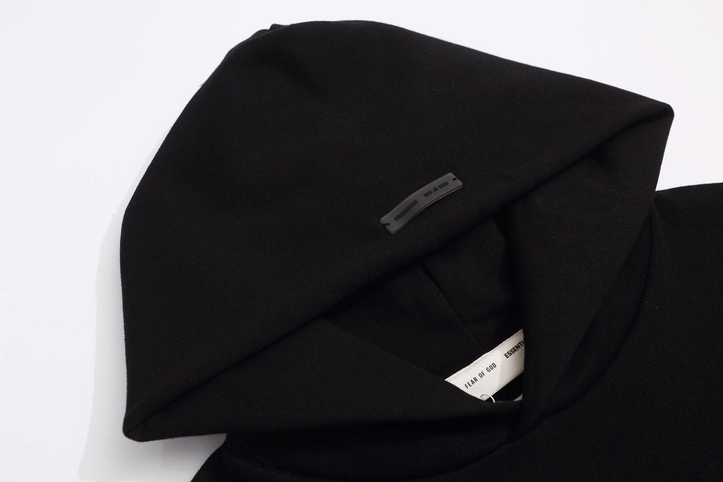 Fear of God Essentials Black Front Graphic Hoodie ¡ª detail