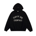 Fear of God Essentials Arched Graphic Hoodie in Black ¡ª hero